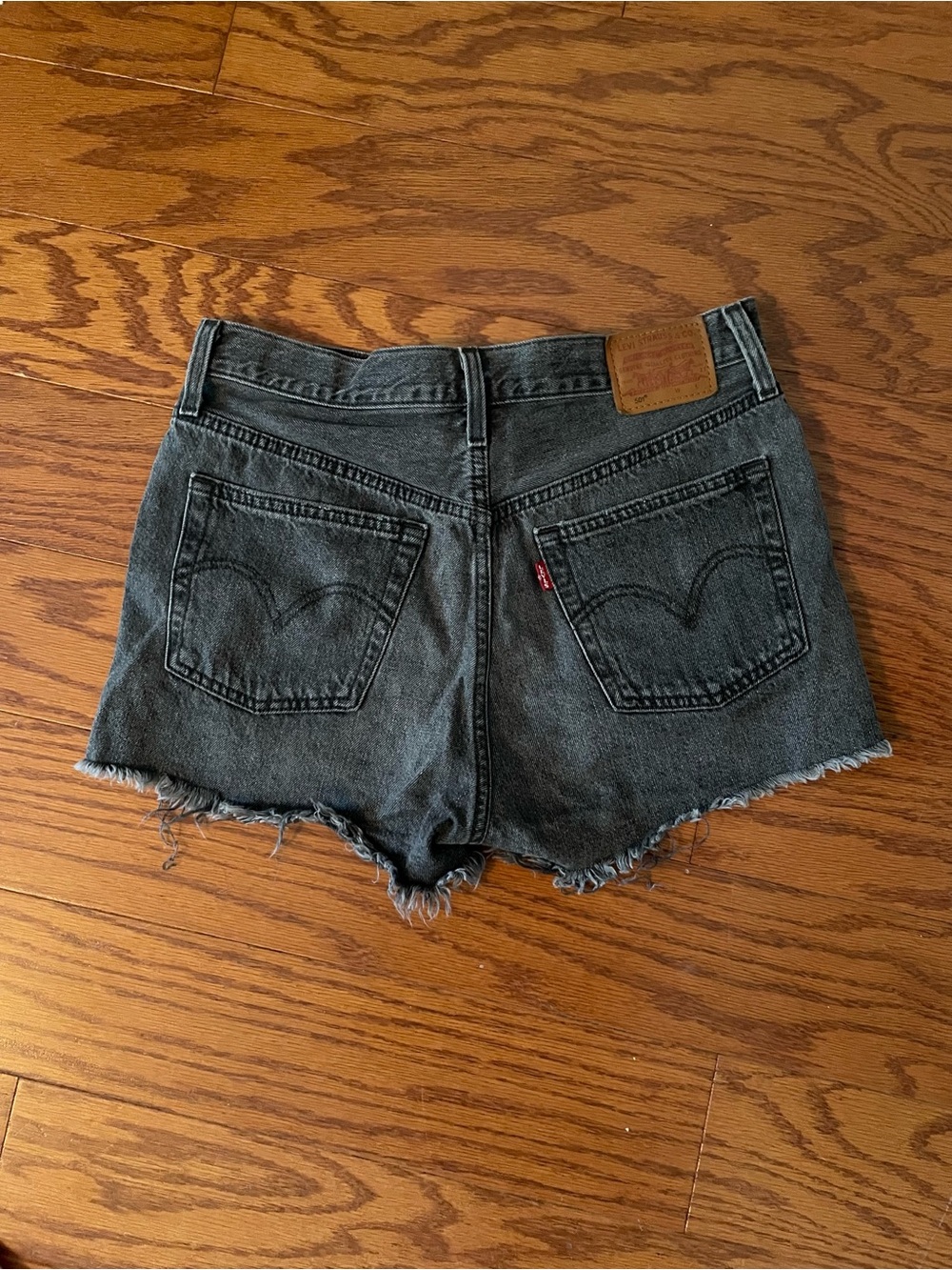 Levi's Women’s 501 Black Wash Frayed Hem Denim Cutoff Shorts